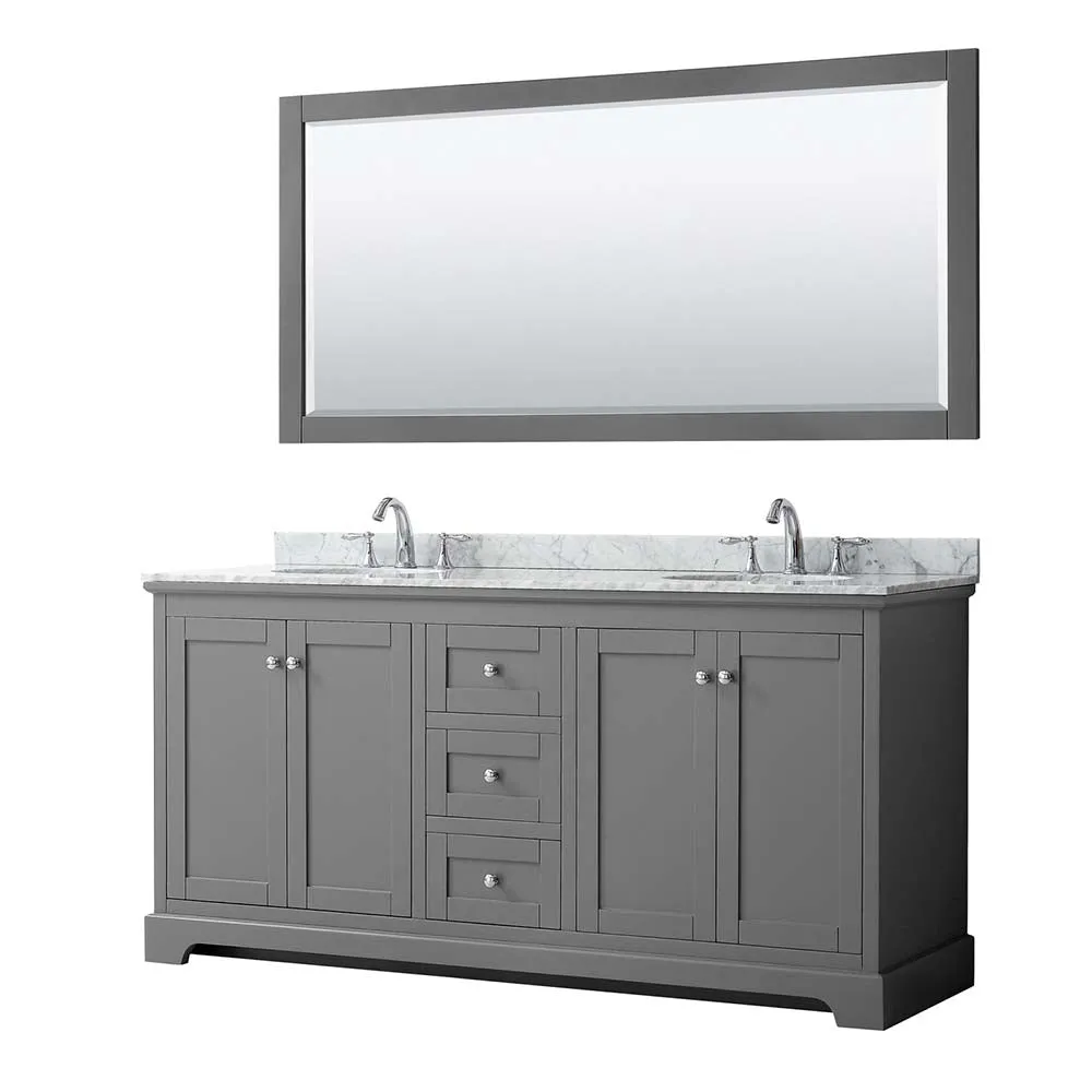 Avery 72 Inch Double Bathroom Vanity in Dark Gray