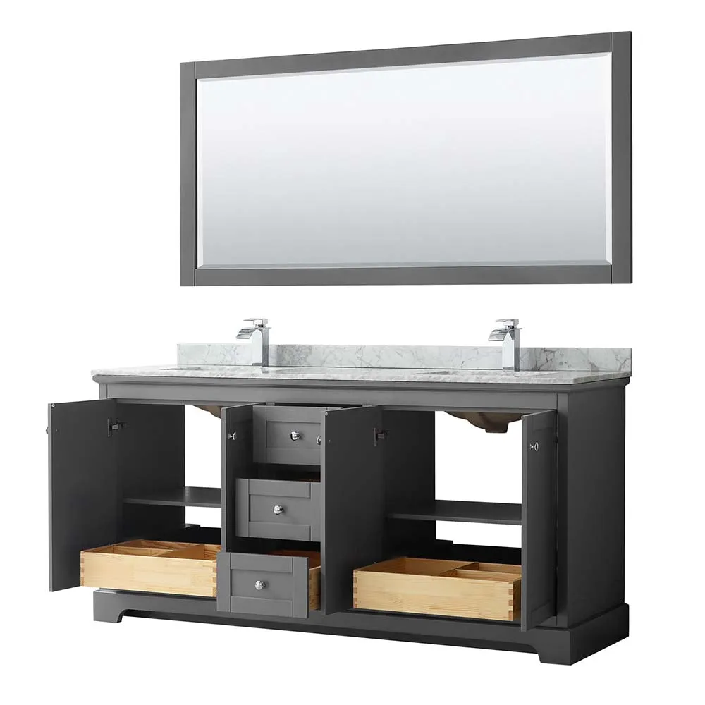 Avery 72 Inch Double Bathroom Vanity in Dark Gray