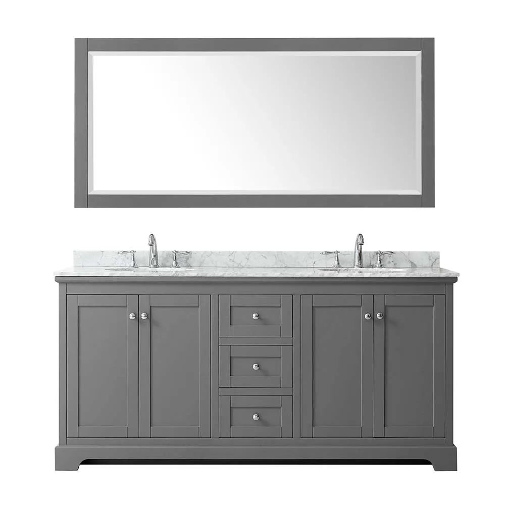 Avery 72 Inch Double Bathroom Vanity in Dark Gray