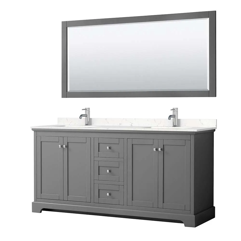 Avery 72 Inch Double Bathroom Vanity in Dark Gray