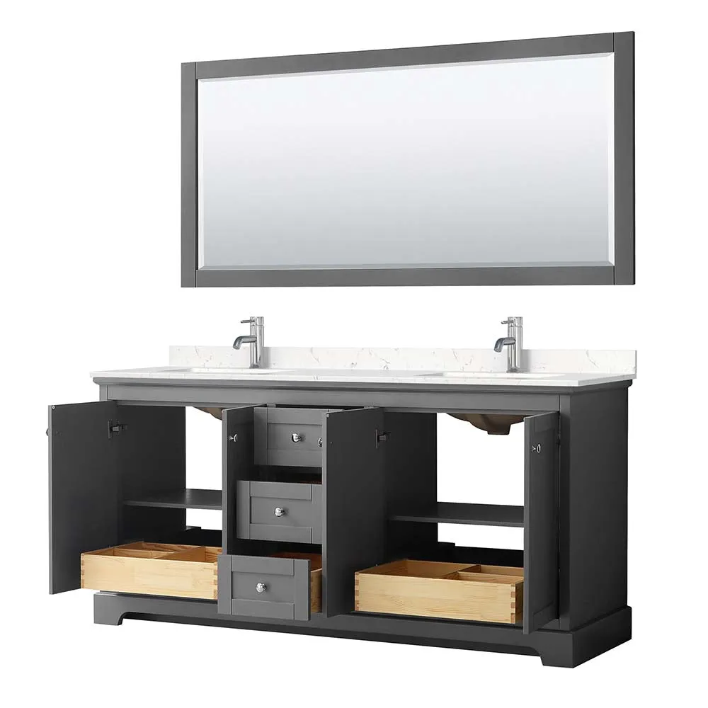 Avery 72 Inch Double Bathroom Vanity in Dark Gray