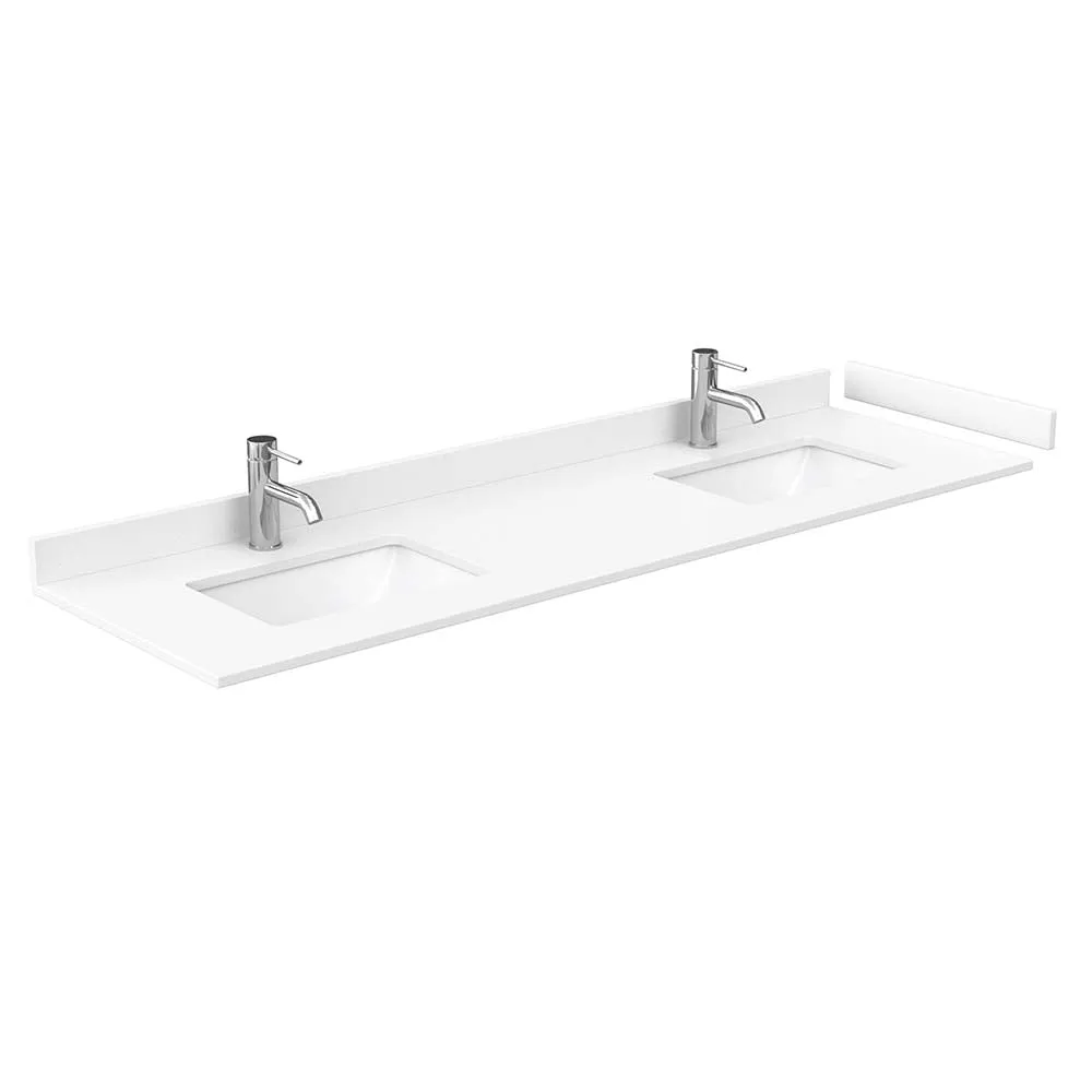 Avery 72 Inch Double Bathroom Vanity in White - Polished Chrome Trim