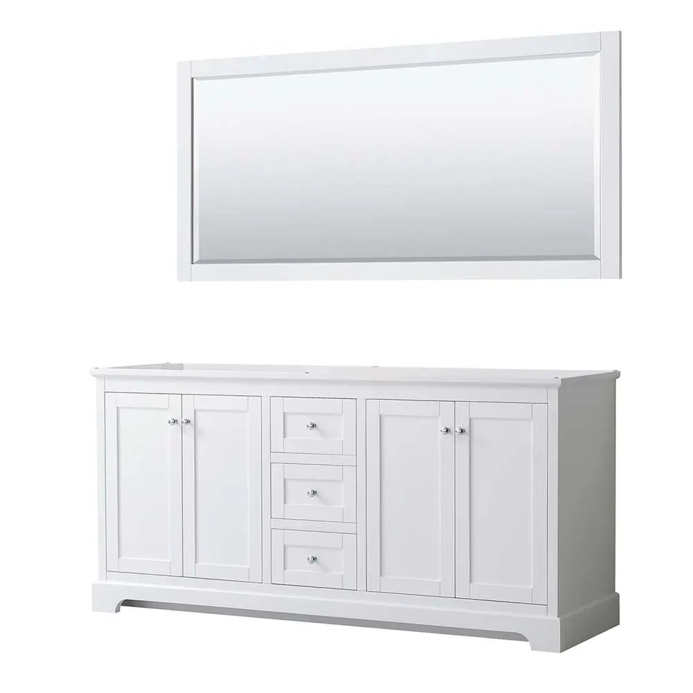 Avery 72 Inch Double Bathroom Vanity in White - Polished Chrome Trim