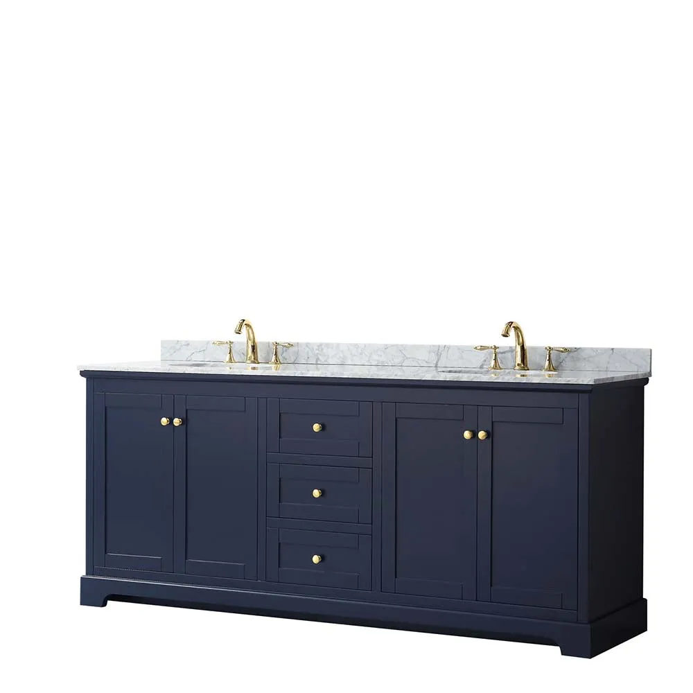 Avery 80 Inch Double Bathroom Vanity in Dark Blue