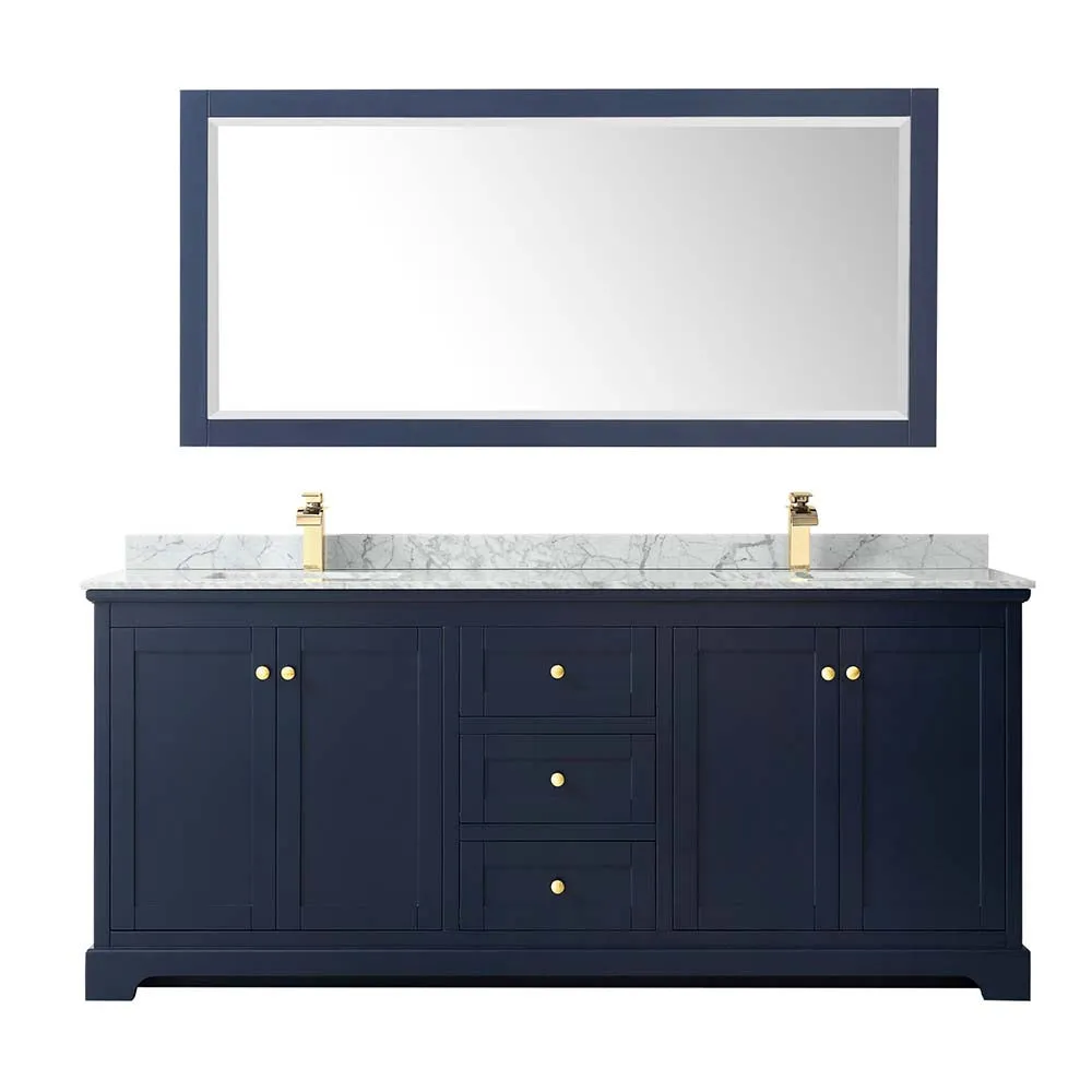 Avery 80 Inch Double Bathroom Vanity in Dark Blue