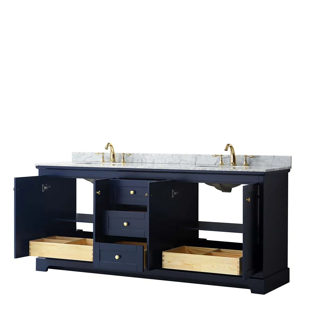 Avery 80 Inch Double Bathroom Vanity in Dark Blue