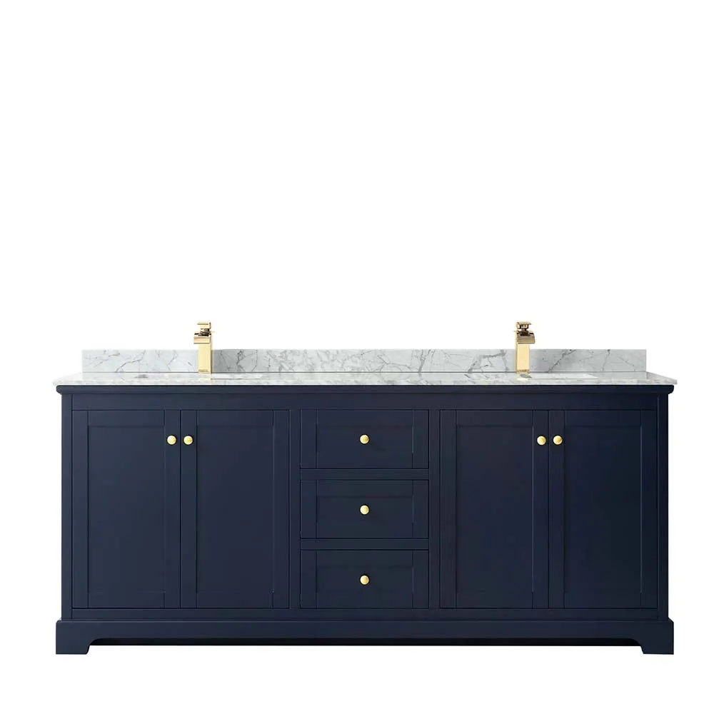 Avery 80 Inch Double Bathroom Vanity in Dark Blue