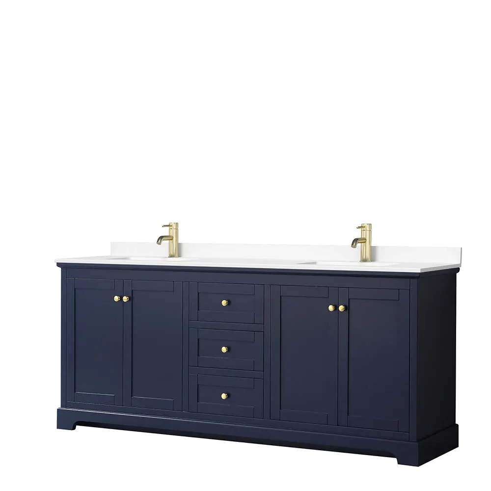 Avery 80 Inch Double Bathroom Vanity in Dark Blue