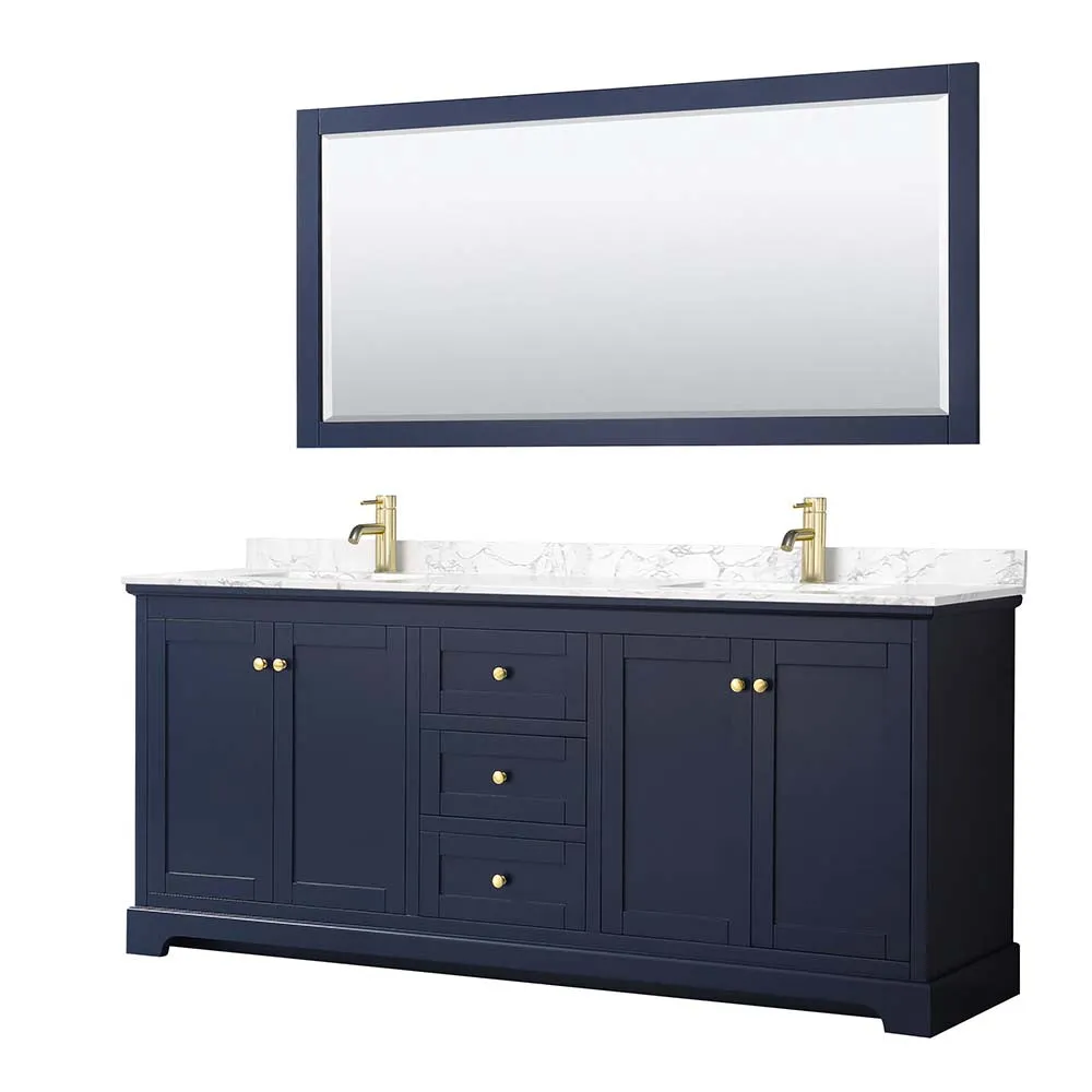 Avery 80 Inch Double Bathroom Vanity in Dark Blue
