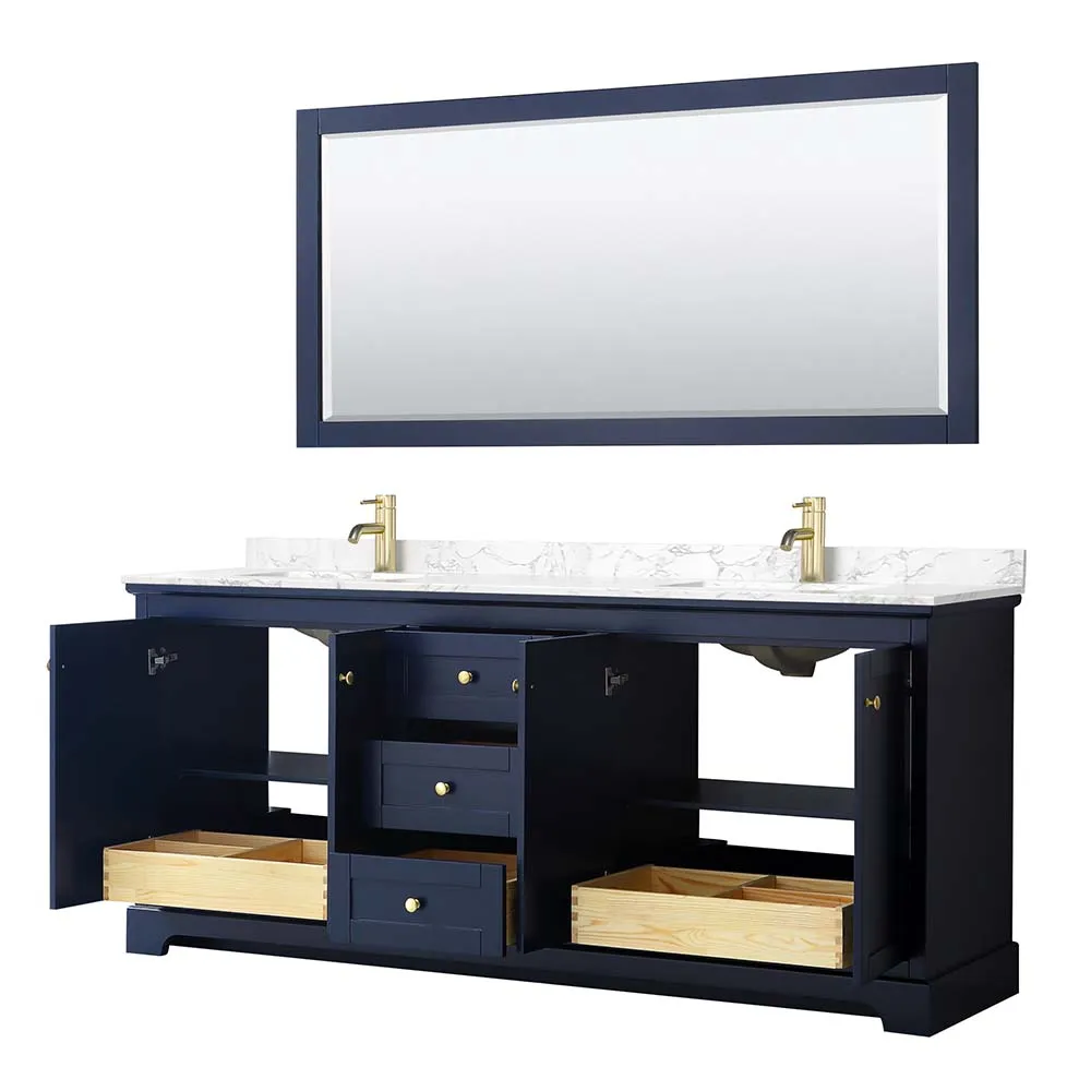 Avery 80 Inch Double Bathroom Vanity in Dark Blue