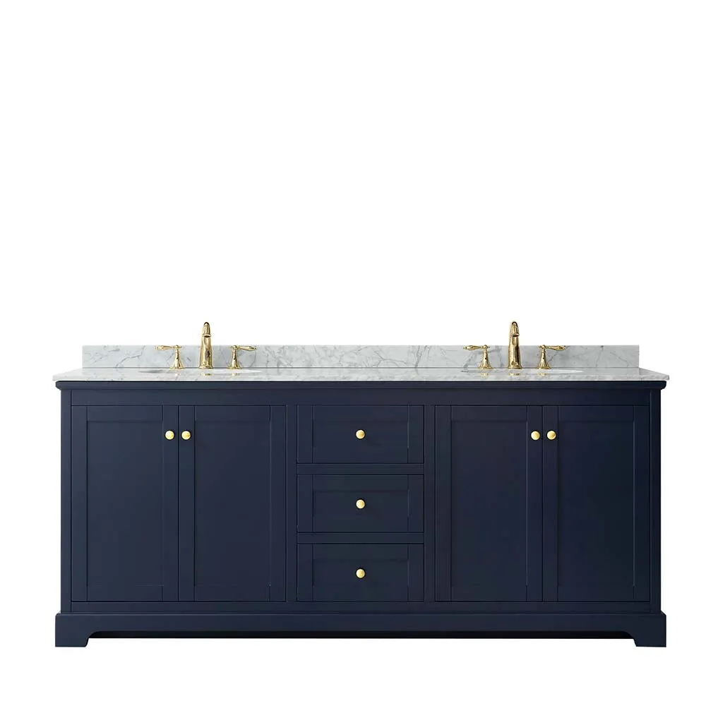 Avery 80 Inch Double Bathroom Vanity in Dark Blue