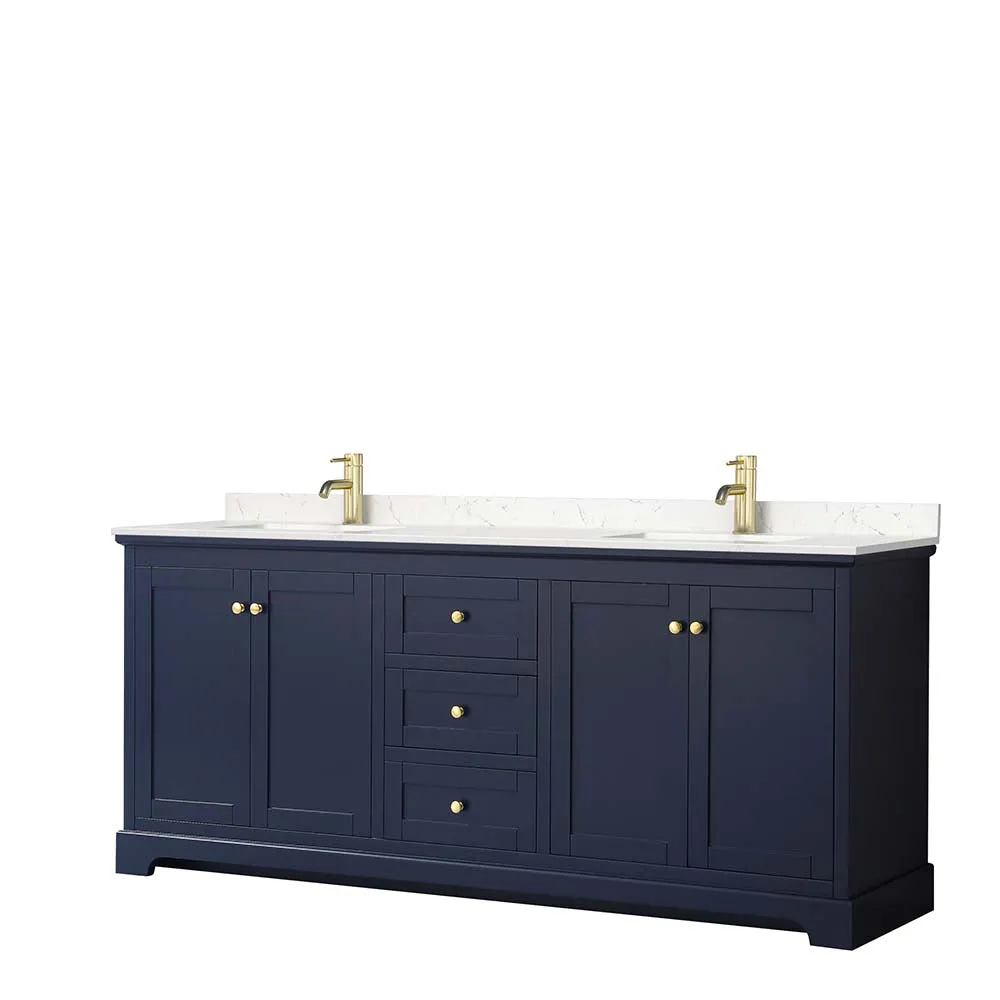 Avery 80 Inch Double Bathroom Vanity in Dark Blue