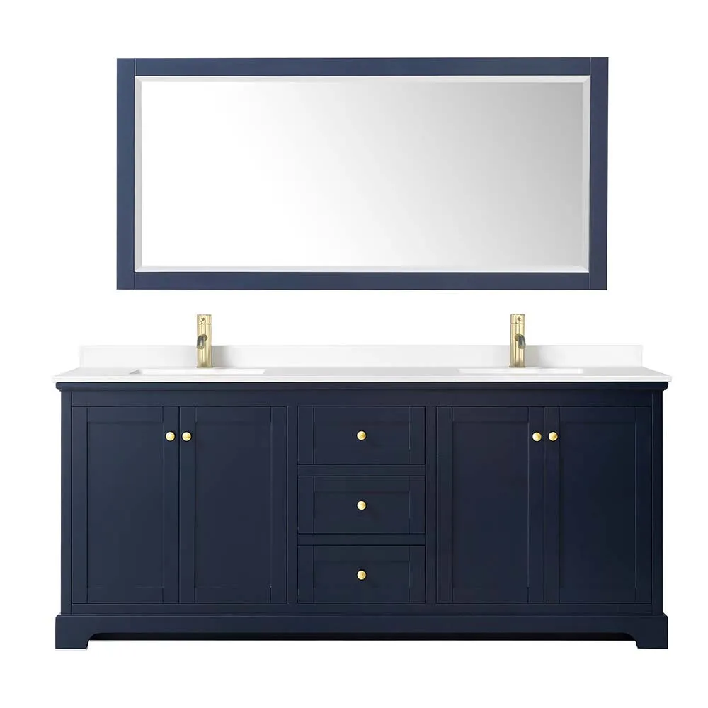 Avery 80 Inch Double Bathroom Vanity in Dark Blue