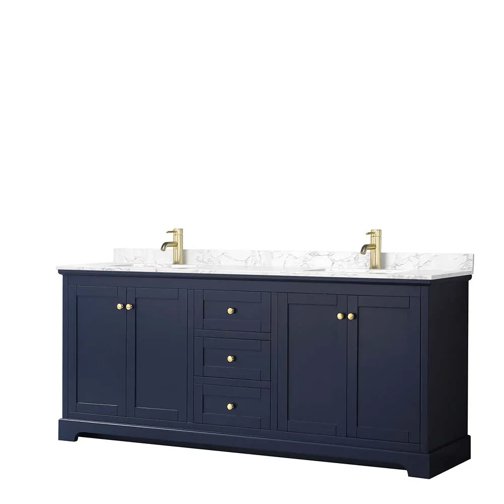 Avery 80 Inch Double Bathroom Vanity in Dark Blue
