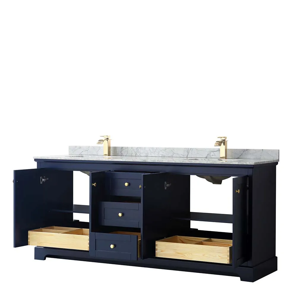 Avery 80 Inch Double Bathroom Vanity in Dark Blue