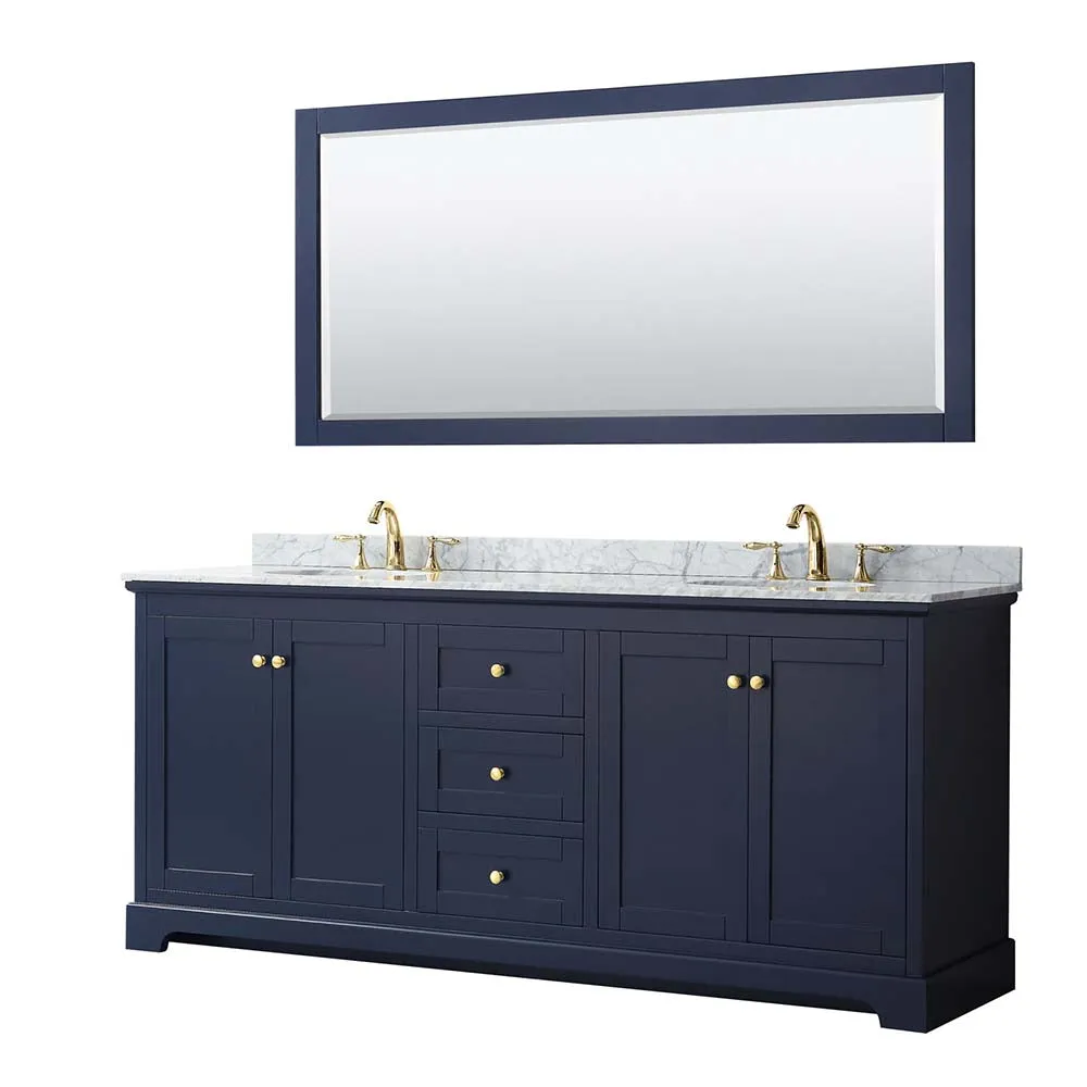 Avery 80 Inch Double Bathroom Vanity in Dark Blue
