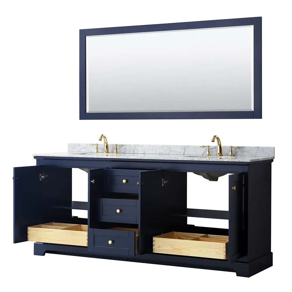 Avery 80 Inch Double Bathroom Vanity in Dark Blue