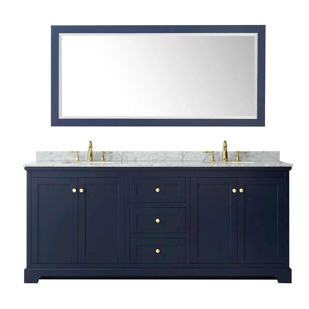 Avery 80 Inch Double Bathroom Vanity in Dark Blue