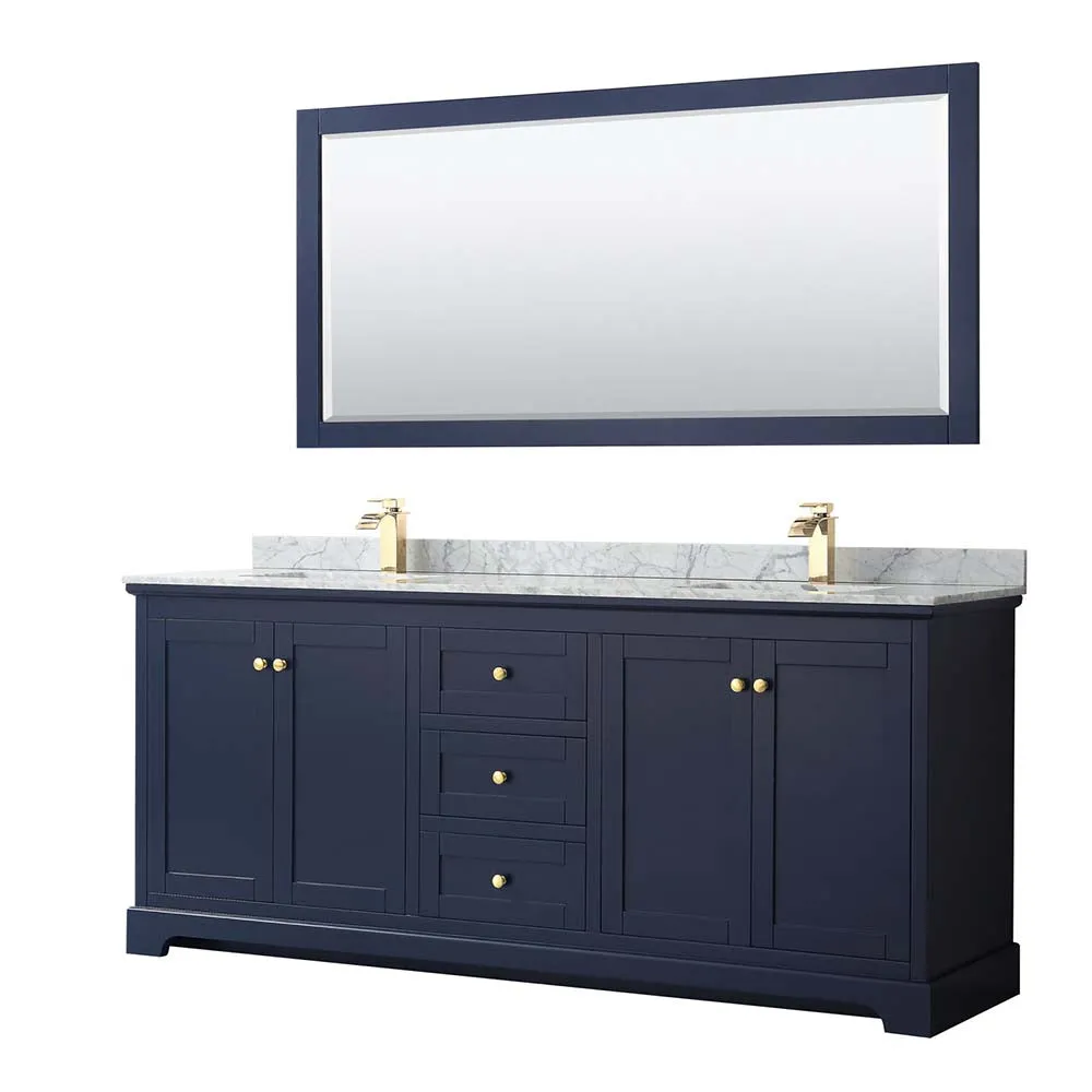 Avery 80 Inch Double Bathroom Vanity in Dark Blue