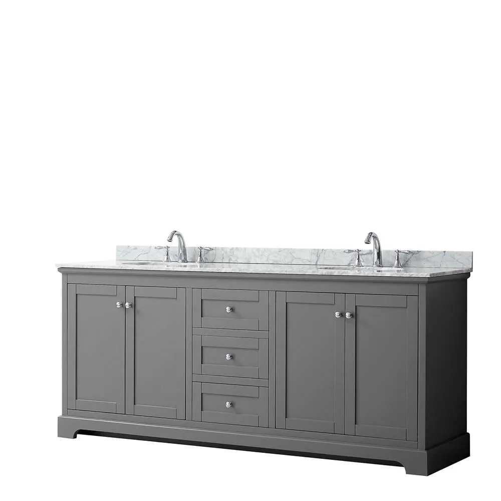 Avery 80 Inch Double Bathroom Vanity in Dark Gray