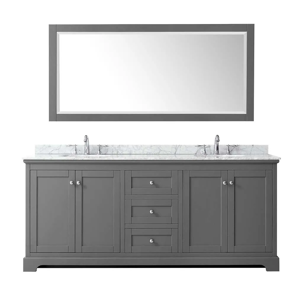 Avery 80 Inch Double Bathroom Vanity in Dark Gray
