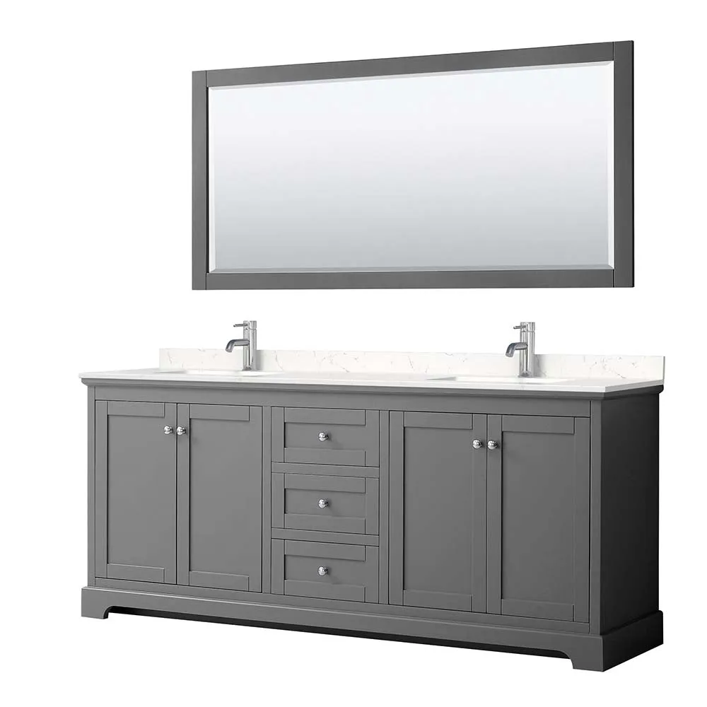 Avery 80 Inch Double Bathroom Vanity in Dark Gray