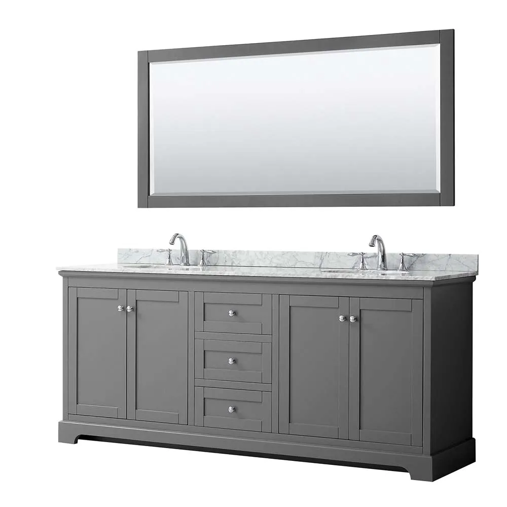 Avery 80 Inch Double Bathroom Vanity in Dark Gray