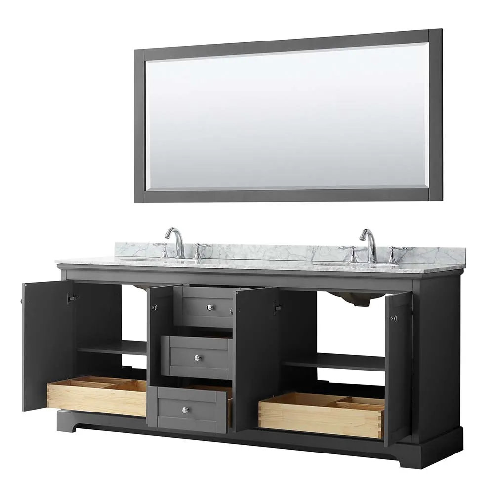 Avery 80 Inch Double Bathroom Vanity in Dark Gray