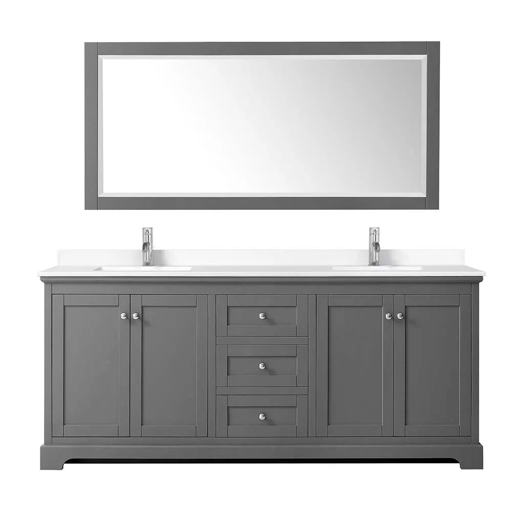Avery 80 Inch Double Bathroom Vanity in Dark Gray