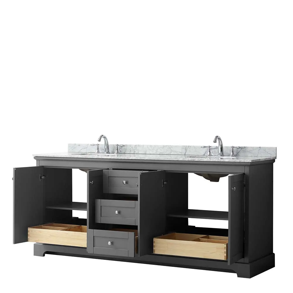 Avery 80 Inch Double Bathroom Vanity in Dark Gray