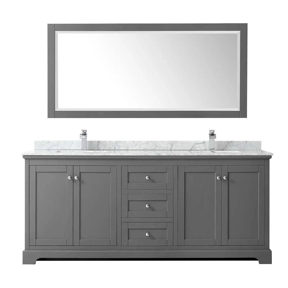 Avery 80 Inch Double Bathroom Vanity in Dark Gray