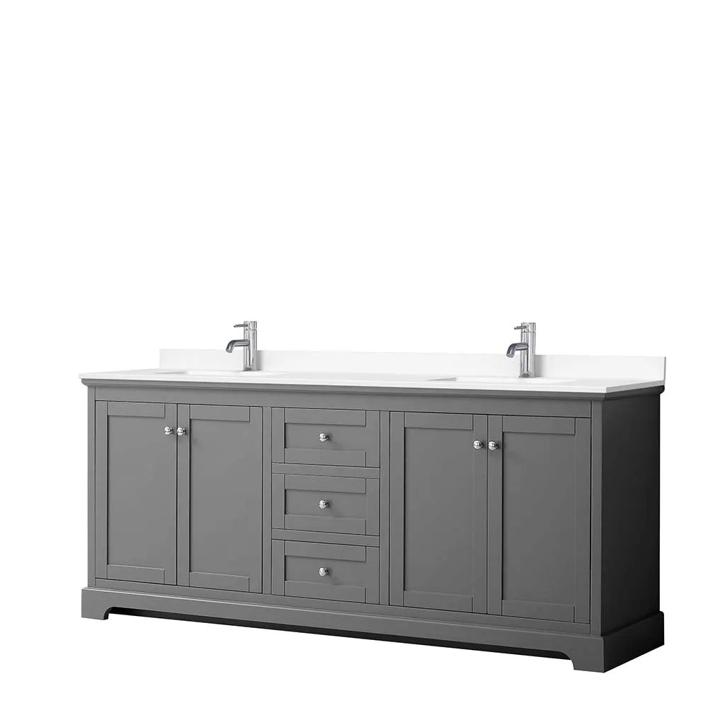 Avery 80 Inch Double Bathroom Vanity in Dark Gray