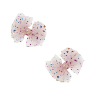 Baby Bling Bows - 2pk Tulle Baby Fab Clips - Pink Multi Star