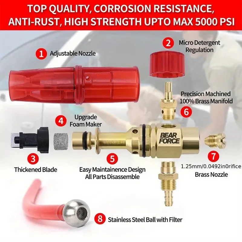 Bear Force Brass Foam Cannon 1L Inlet - 1/4 Plug
