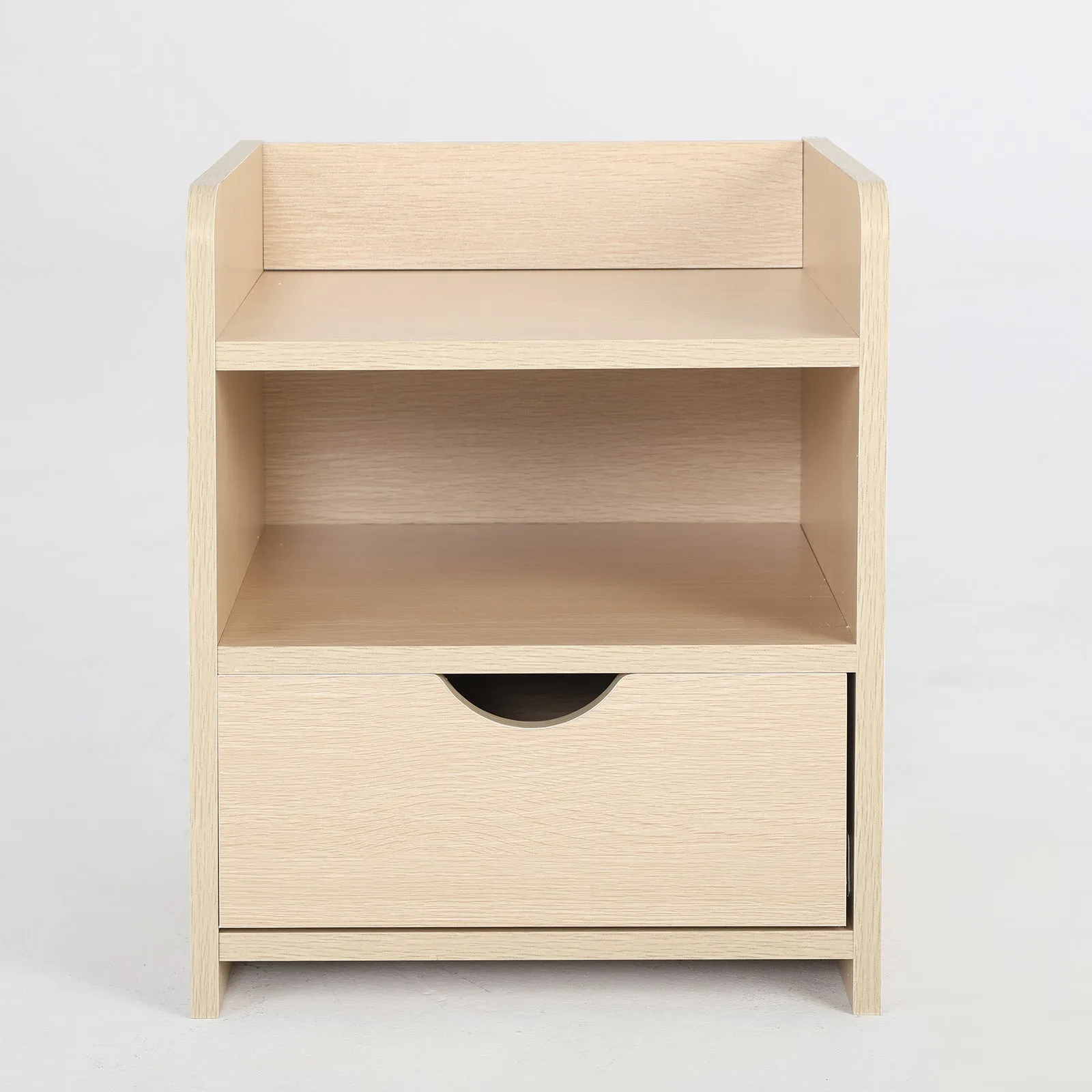 Bedside Table Side Storage Cabinet Nightstand Bedroom 1 Drawer 2 Shelf LARK OAK