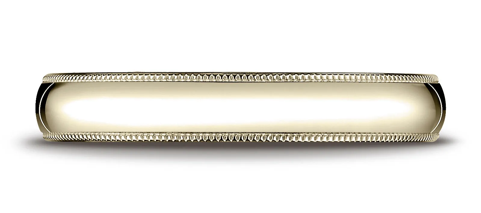 Benchmark 14K Yellow Gold 4mm Slightly Domed Super Light Comfort-Fit Wedding Band Ring with Milgrain