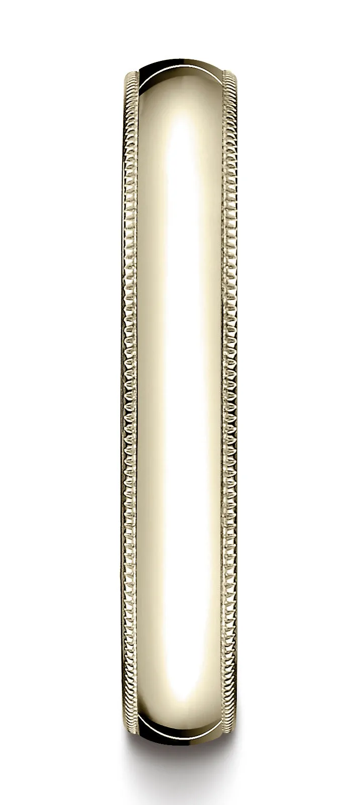 Benchmark 14K Yellow Gold 4mm Slightly Domed Super Light Comfort-Fit Wedding Band Ring with Milgrain