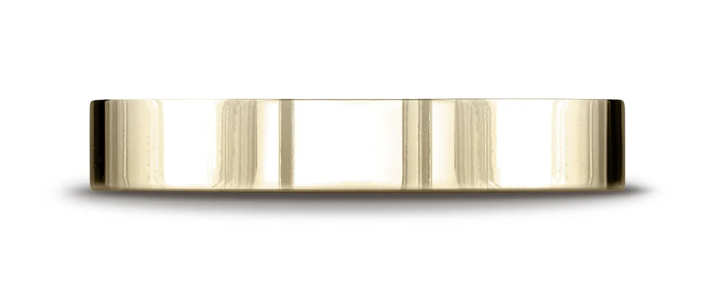 Benchmark 18K Yellow Gold 4mm Flat Comfort-Fit Wedding Band Ring (Sizes 4 - 15 )