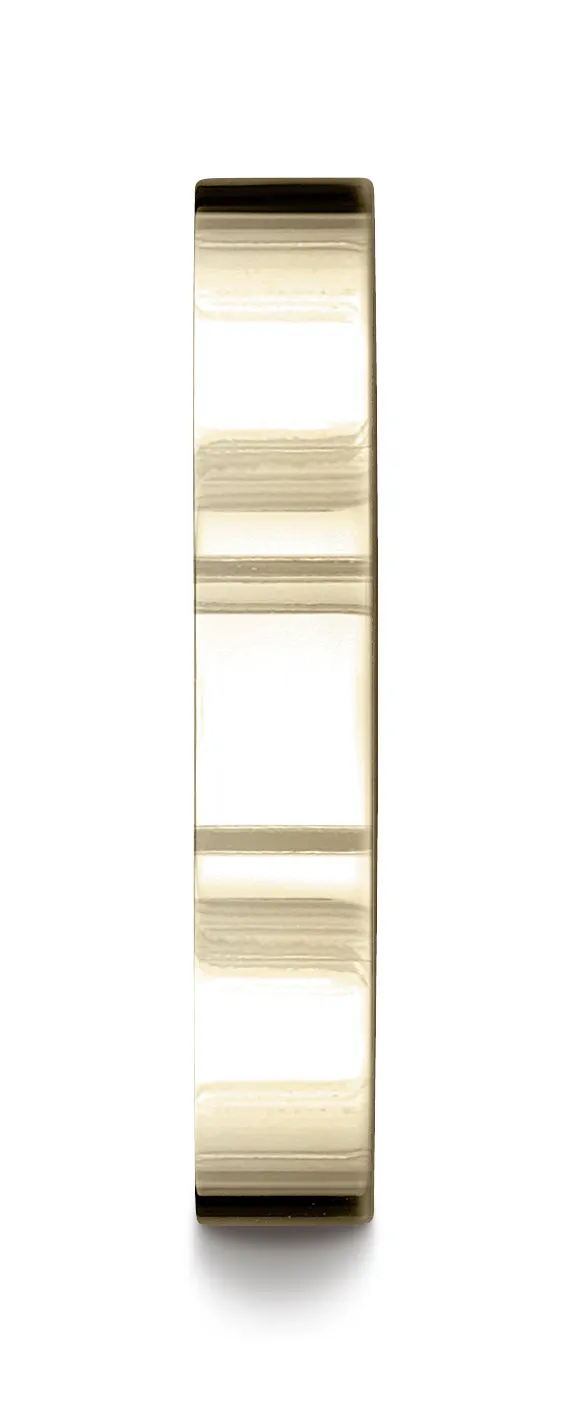 Benchmark 18K Yellow Gold 4mm Flat Comfort-Fit Wedding Band Ring (Sizes 4 - 15 )
