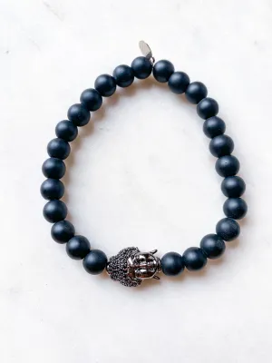 Black Crystal Buddha on Onyx Bracelet ~ Homme