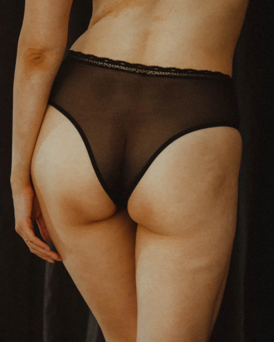 Black Sheerly Mesh High Waist Undies