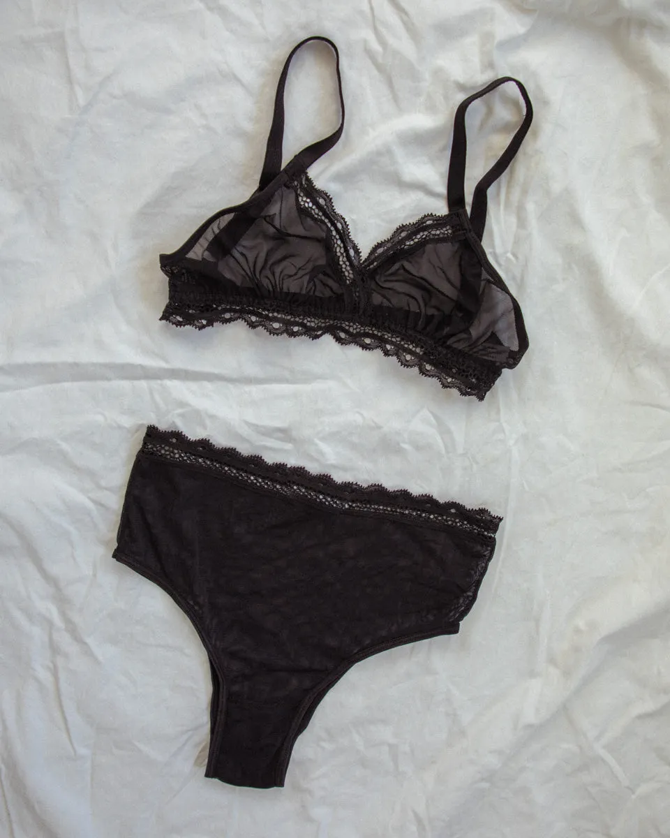 Black Sheerly Mesh High Waist Undies