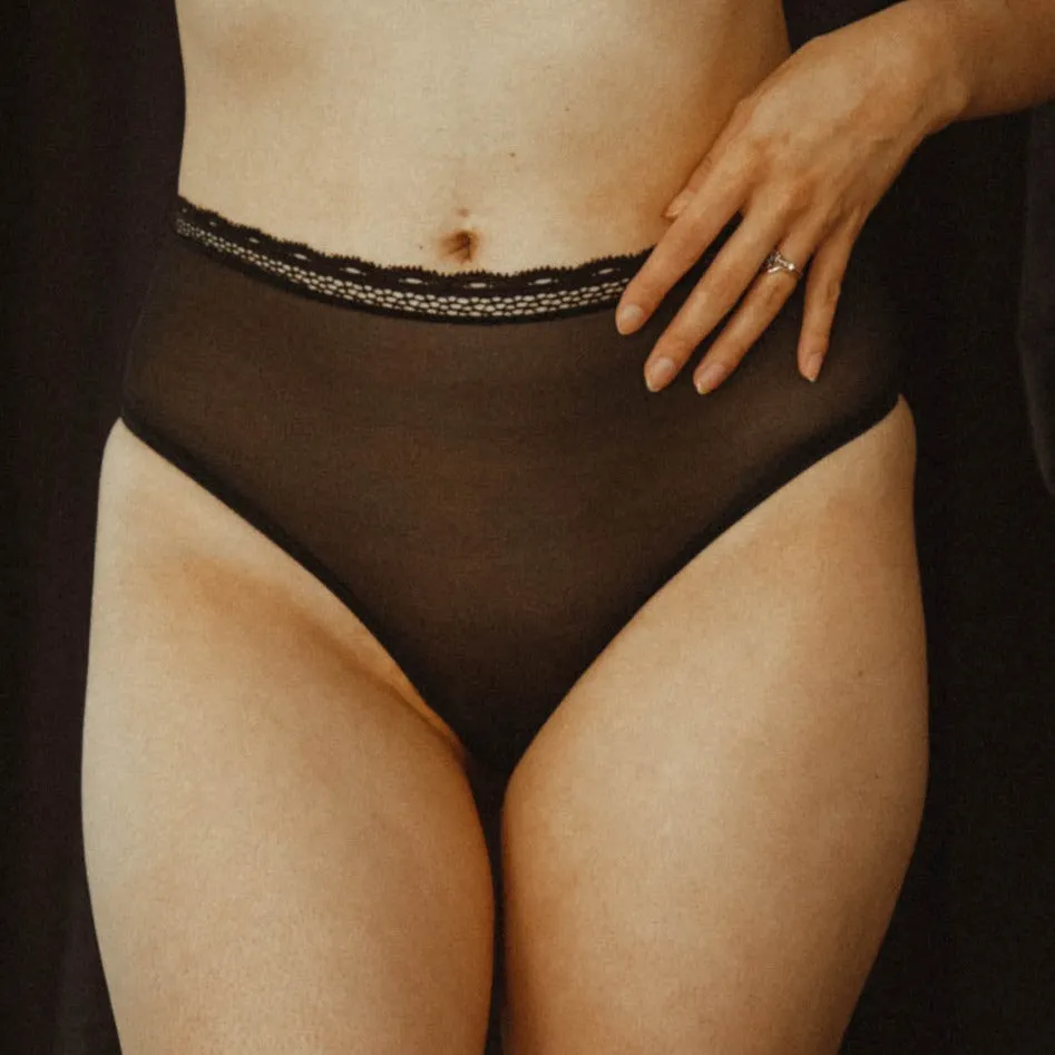 Black Sheerly Mesh High Waist Undies