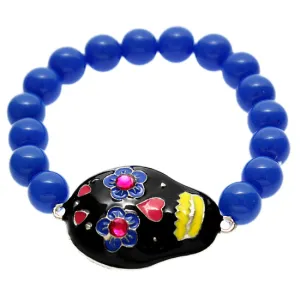 Blue Day of Dead Skull Mask Stretch Bracelet