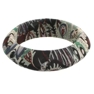 Blue Multicolor Paisley Fabric Saucer Bracelet