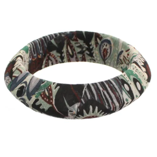 Blue Multicolor Paisley Fabric Saucer Bracelet