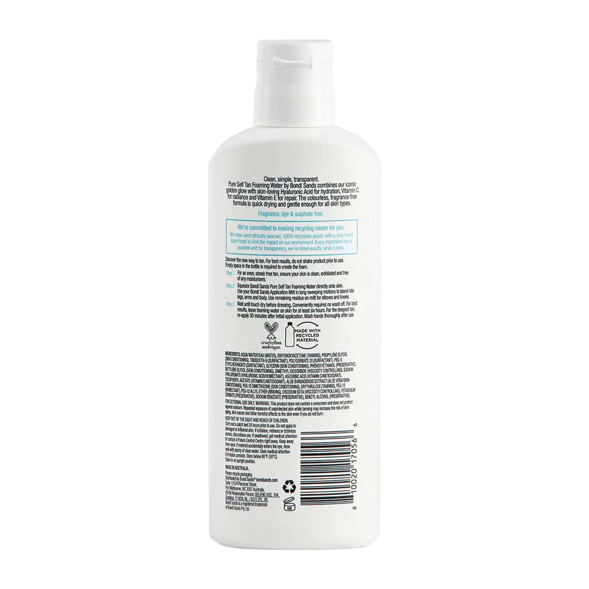 Bondi Sands Pure Self Tan Foaming Water Light/Medium 200mL