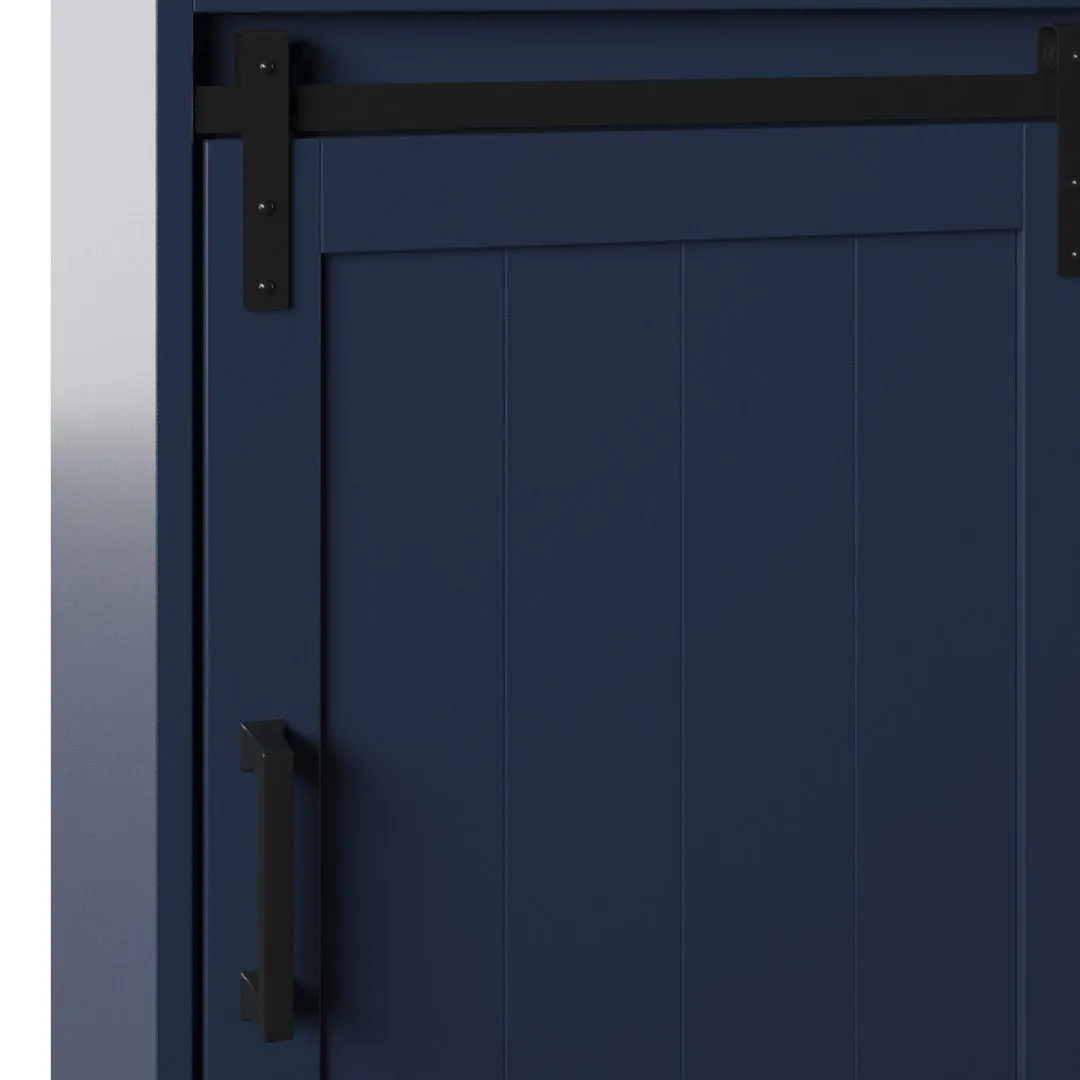 Braylen Sliding Barn Door 36" Single Bathroom Vanity Set Sand & Stable™ Base Finish: Insignia Blue