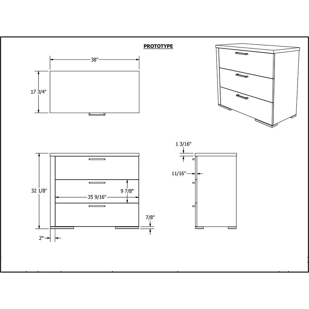Bureay 3 drawer - Alpine - wood barn and white
