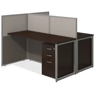 Bush Business Furniture 60W 2 Person Straight Desk Open Office with 3 Drawer Mobile Pedestals
